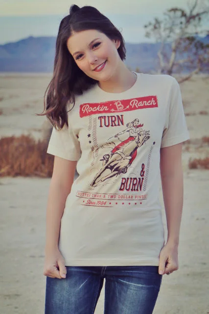 Original Cowgirl Clothing T-Shirts: Rockin' B Ranch Turn N Burn-- Houndstooth Herringbone Solid