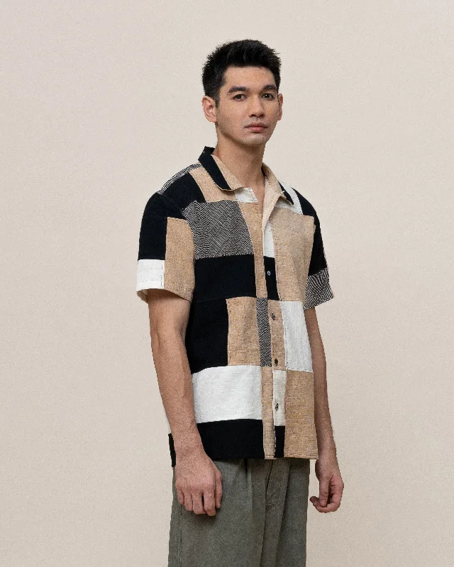 KAPAS - Patchwork Nerd Shirt-- Silk Blend Satin Velvet