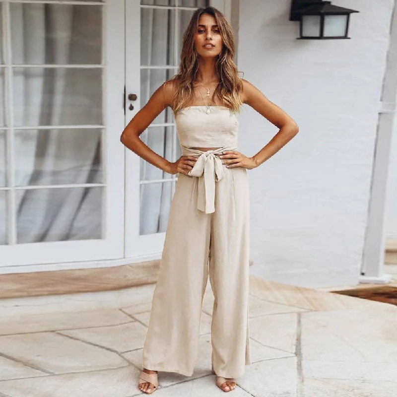 Ladies Hollow Out Daily Halter Strapless Jumpsuits LQ237 Strapless wide leg jumpsuit, Sexy, Comfortable, Trendy