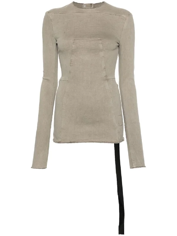 Rick Owens Drkshdw T-shirts And Polos Grey-- Seamless Knitted Crochet
