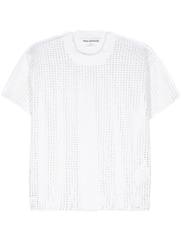 Junya Watanabe T-shirts And Polos White-- Mesh Canvas Denim