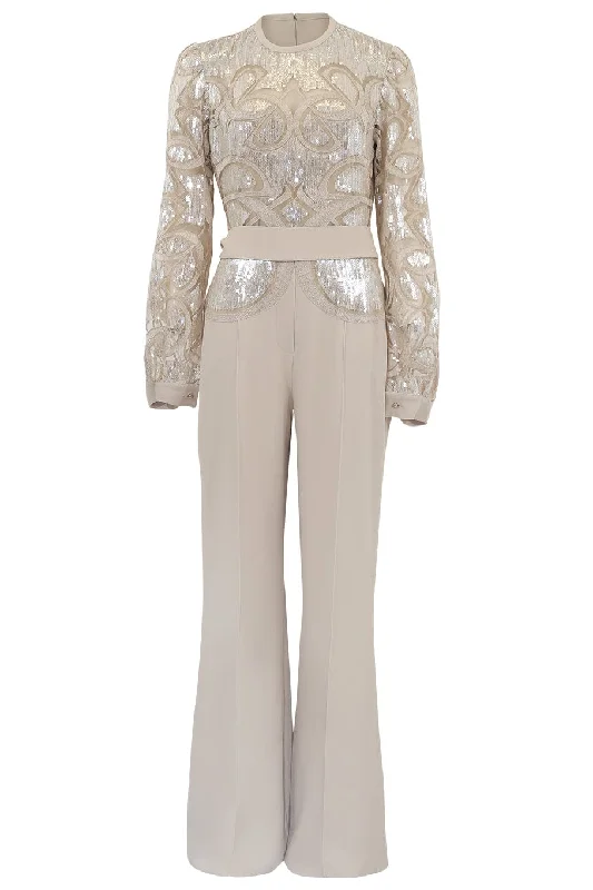 Yarn Embroidered Jumpsuit Satin jumpsuit, Luxurious fabric, Glamorous, Evening wear