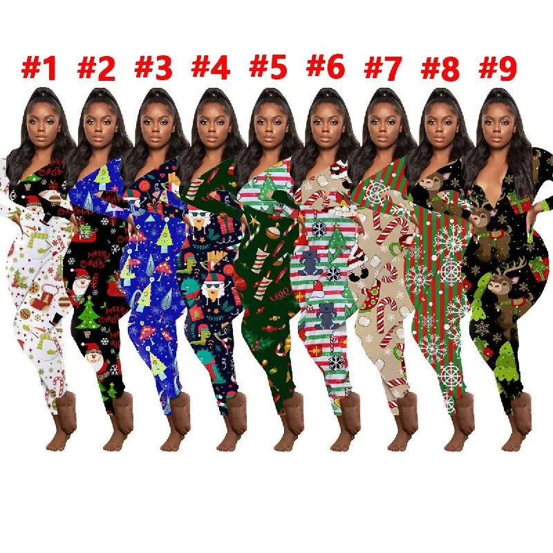 Christmas printed jumpsuit（CL12330） Back tie jumpsuit, Feminine, Trendy, Stylish