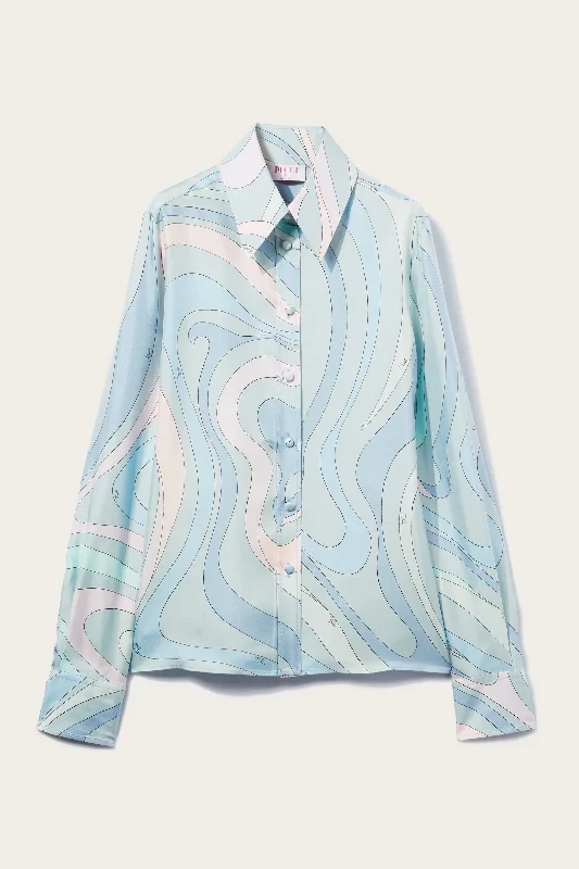 Marmo-Print Silk-Twill Shirt-- Casual Formal Business