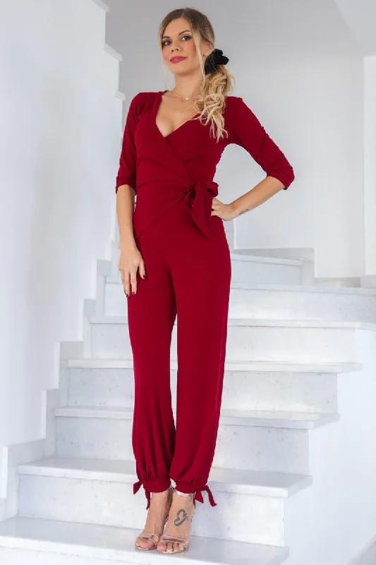 Wrap Jumpsuit With Ankle Ties Button-up jumpsuit, Vintage style, Casual, Relaxed