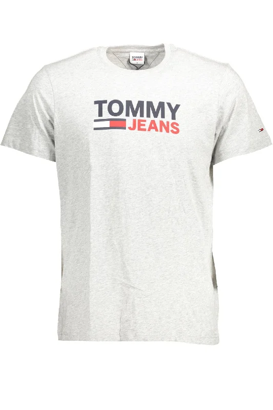 Gray Cotton Men T-shirt-- Ribbed Striped Patterned