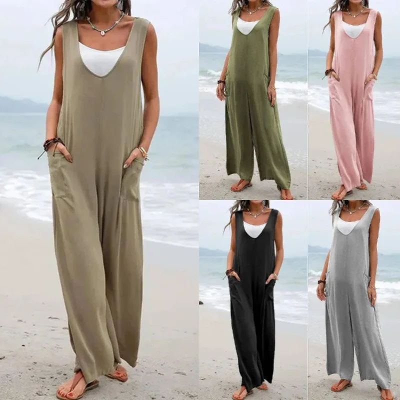 Ladies Two Shoulder Overalls Solid Daily Jumpsuit 2384# Halter neck jumpsuit, Sexy, Elegant, Stylish