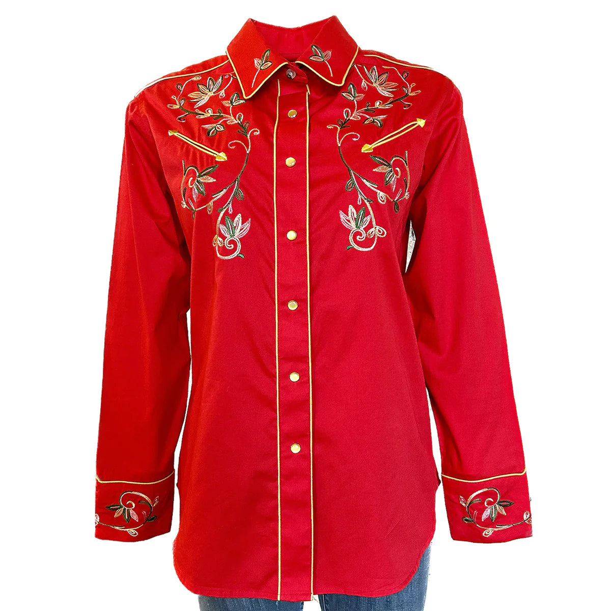 Women's Vintage Western Shirt Collection: Rockmount Variegated Floral Embroidery-- Sequined Glittery Shiny