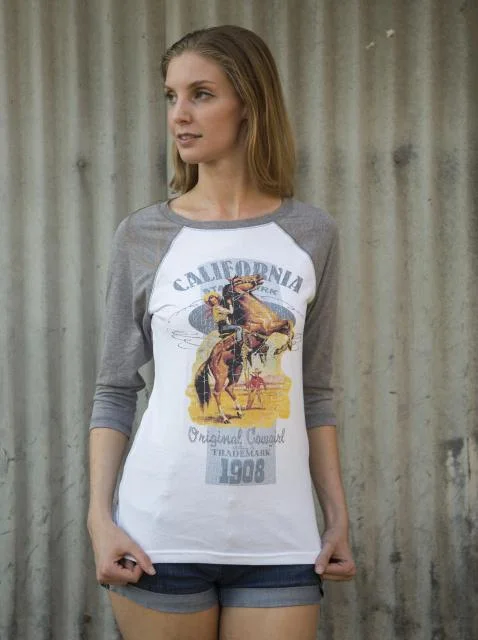 Original Cowgirl Clothing T-Shirts: Baseball California Cowgirl-- Mesh Blend Leather Blend Suede Blend