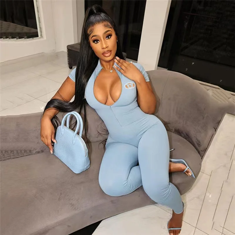 Tight-fitting exercise and fitness jumpsuit（CL12243） Printed jumpsuit, Bold design, Summer style, Chic