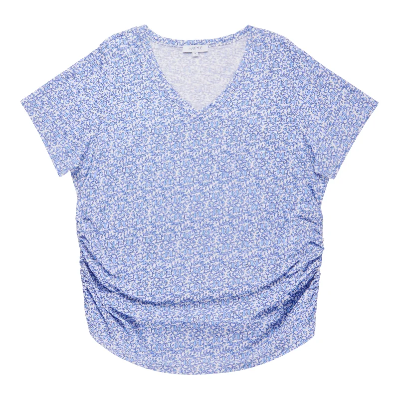 mySTYLE Women's Plus Ruched V-Neck T-Shirt