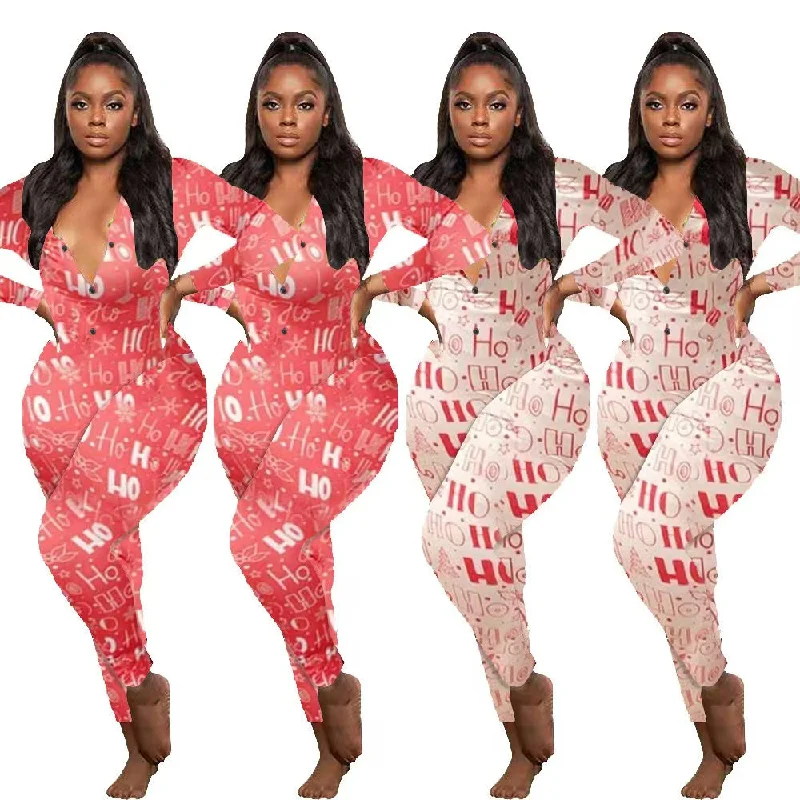 Christmas printed jumpsuit（CL12329） Boho style jumpsuit, Comfortable, Relaxed fit, Trendy