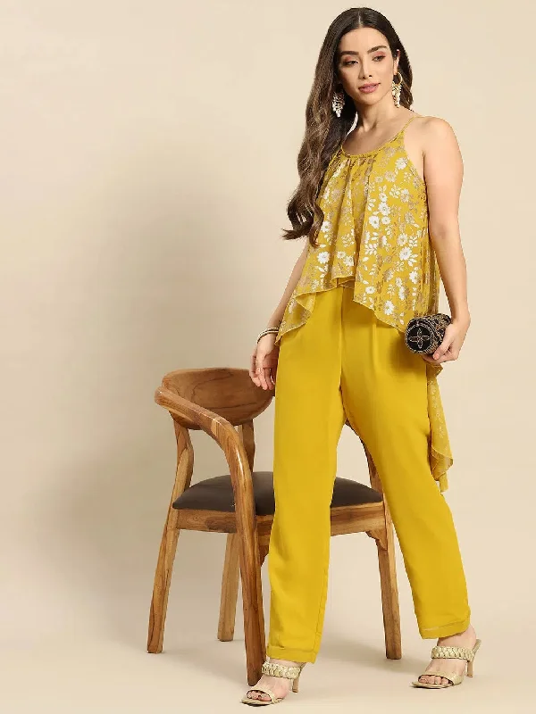 Women Solid Standard Yellow Jumpsuits & Sets Utility style jumpsuit, Pockets, Casual, Trendy Women Solid Standard Yellow Jumpsuits & Sets Utility style jumpsuit, Pockets, Casual, Trendy