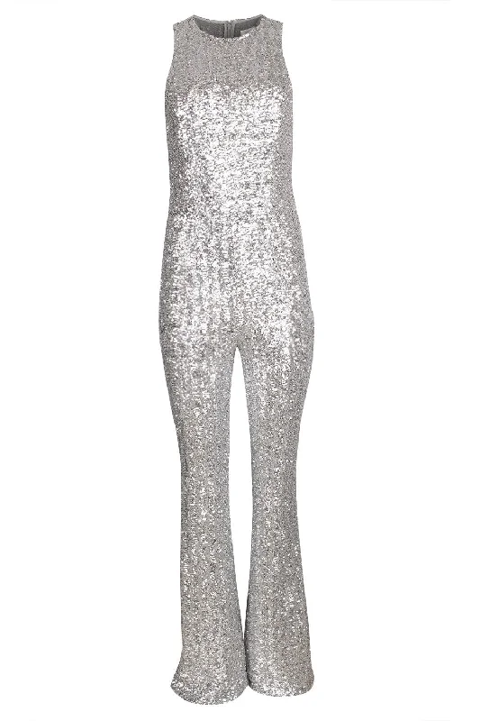Sequin Flare Leg Jumpsuit Tight fit jumpsuit, Sleek, Sexy, Trendy