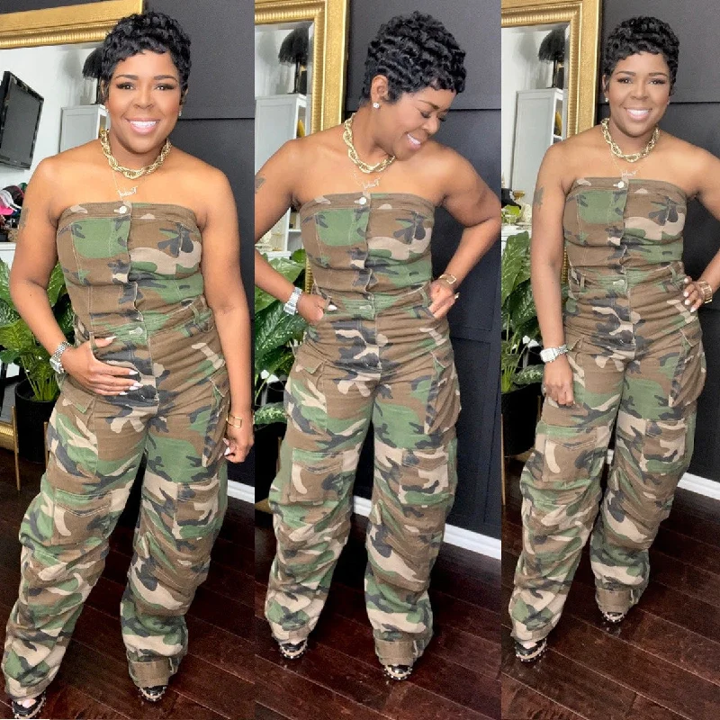 Camo Pocket Casual Jumpsuit (CL11885) Jumpsuit romper, Comfortable, Casual, Playful