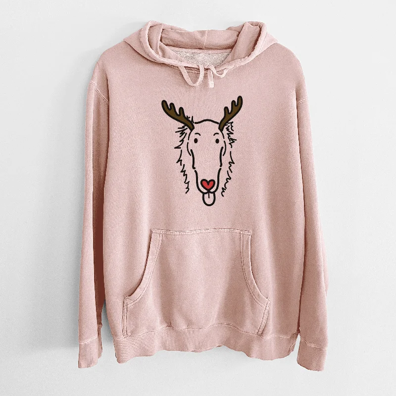 Red Nose Borzoi - Opal - Unisex Pigment Dyed Hoodie Hoodie with Zipper Versatile Modern
