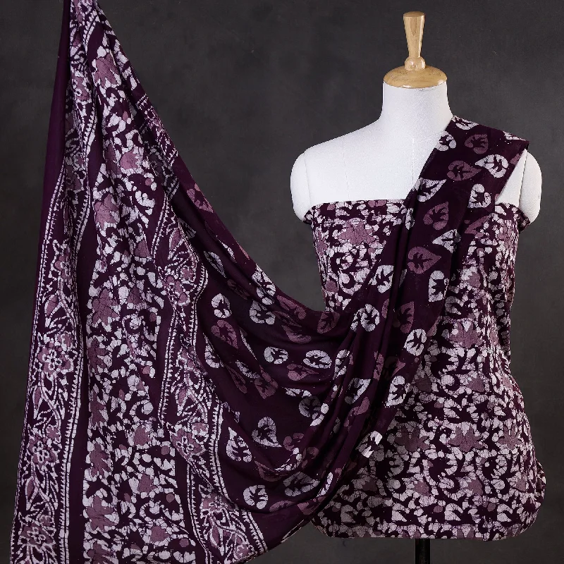 Purple - 3pc Kutch Cotton Batik Print Dress Material 08