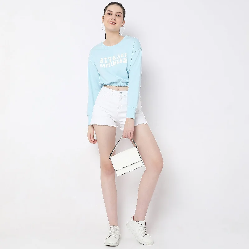 Regular Fit Graphic Sweatshirt Hoodie with Hem Contrast Bold Stylish
