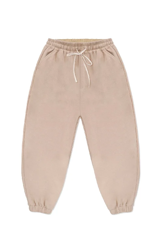 FLEECE BOXER PANTS IN TAN Soft Cotton Pants