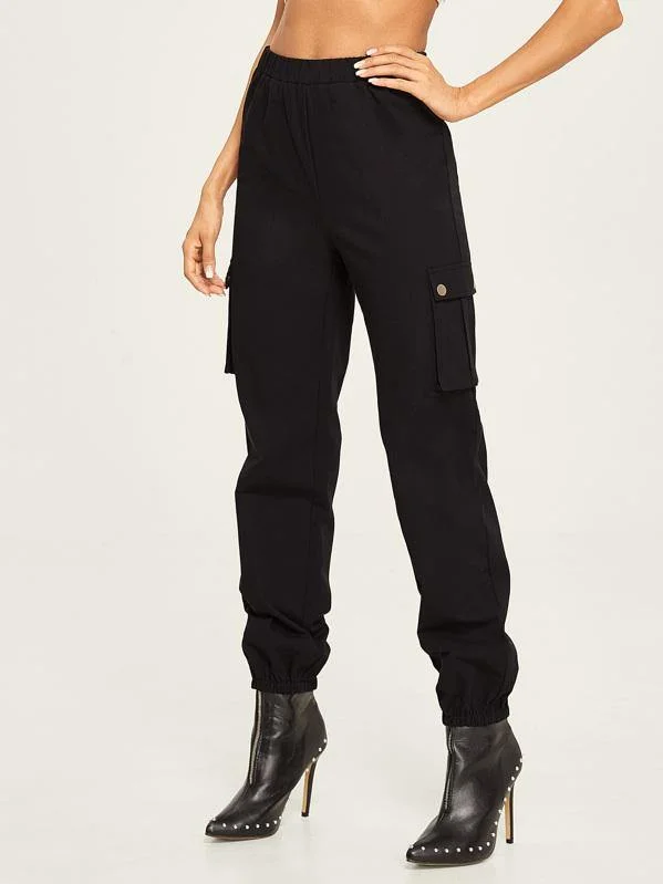 Elastic Waist and Hem Utility Pants Modern Skinny Pants