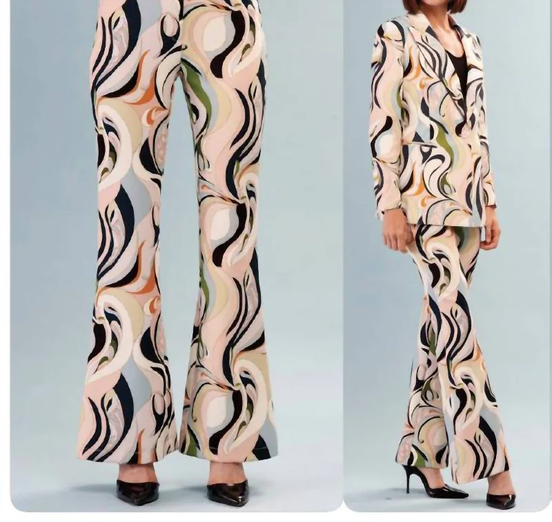 Pucci Print Flare Pant In Peach/black/multi Comfortable Denim Trousers