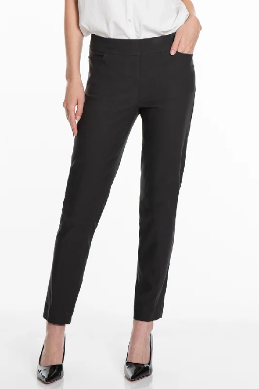 PULL ON ANKLE DRESS PANT W/ POCKETS - BLACK High-Waist Yoga Pants