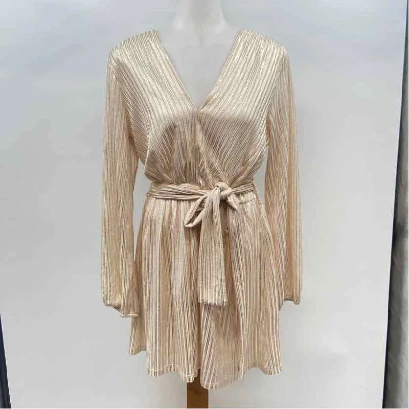 Dress Forum Women's Size S Cream Shimmer Dress Tunics Mesh breathable