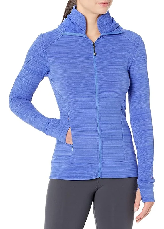 Women's Zipped Up Sports Hoodie,Blue Hoodie with Lace Feminine Delicate