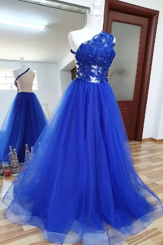 A Line Tulle Lace Long Prom Dress Royal Blue Formal Evening Dress DMQ36 Tunics stripes playful
