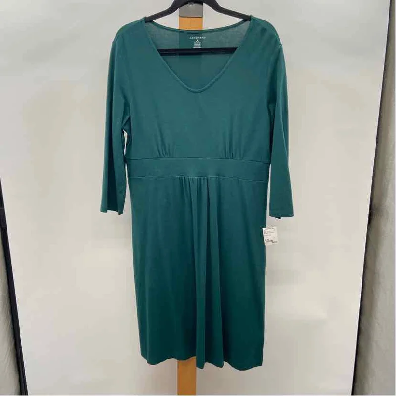 Lands End Women's Size M Green Solid Dress Tunics Yoga stretchy
