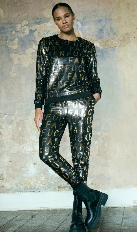 Any Old Iron Sequin Fancy Fucker Sweatshirt Hoodie with Monochrome Minimalist Simple