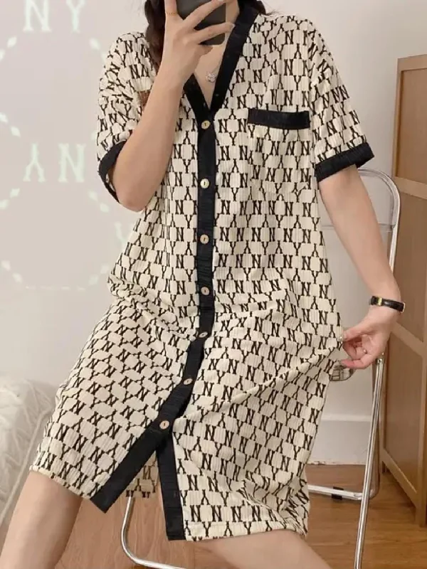 Women's summer dress, black and White S 397590 Tunics Polka dots