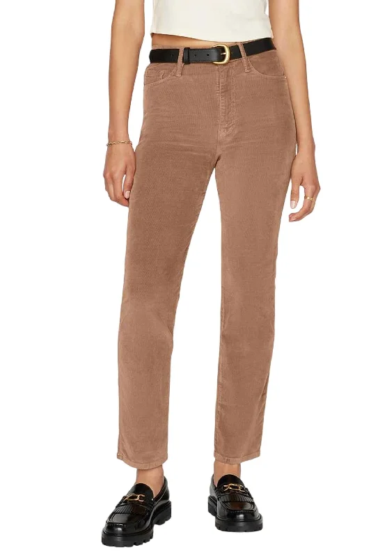 Le Sylvie Raw After Cord Pant In Latte Trendy High-Waist Trousers