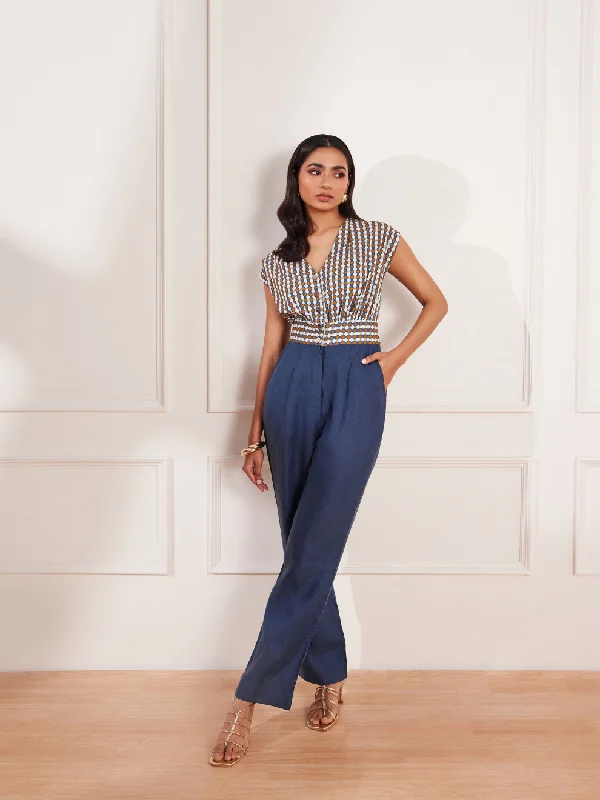 Summer Circle Printed Color Blocked Jumpsuit