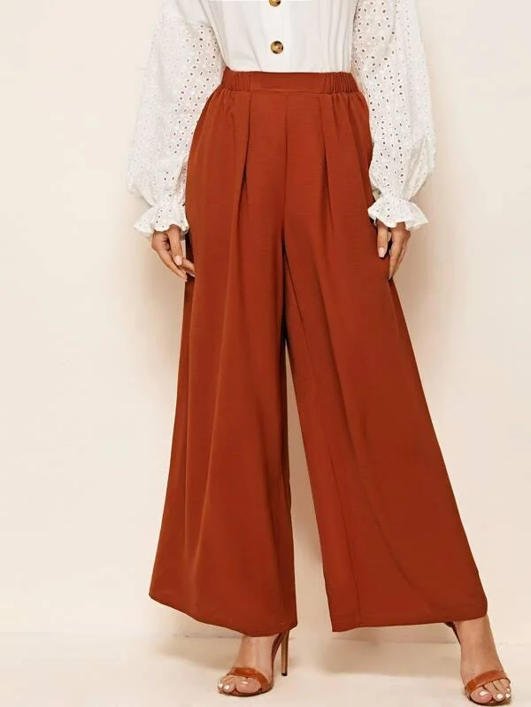 Fold Pleated Wide Leg Pants Formal Stretch Pants