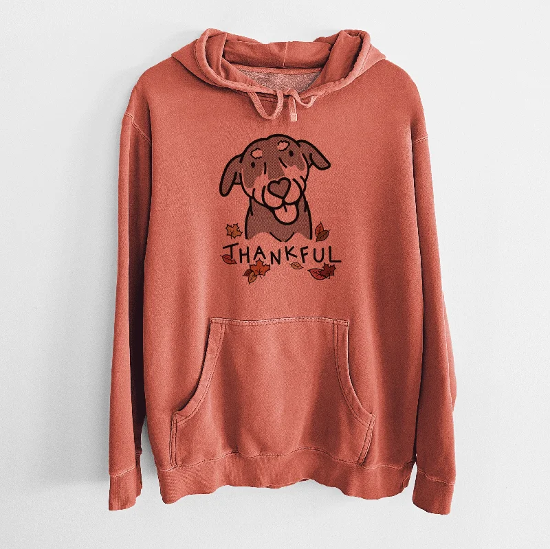 Thankful Mixed Breed - Lousia - Unisex Pigment Dyed Hoodie Hoodie with Lace Feminine Delicate