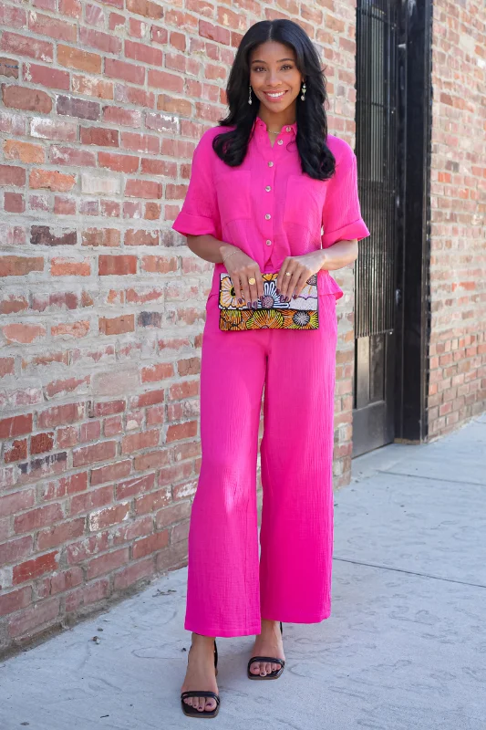 Aymie Pant - Fuchsia Lightweight Jogger Pants