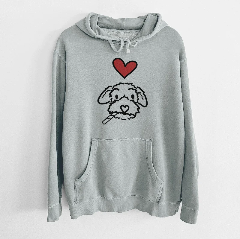 Love Always Poodle Mix - Gomer - Unisex Pigment Dyed Hoodie Hoodie with Color Block Contrast Stylish