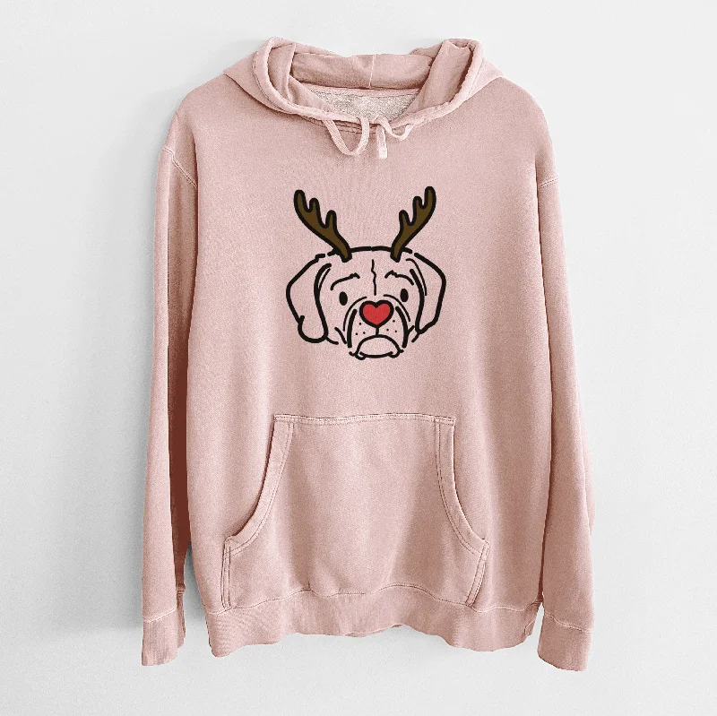 Red Nose Puggle - Mitzi - Unisex Pigment Dyed Hoodie Hoodie with Patch Decorative Personalized