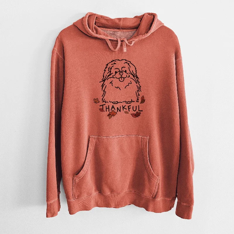 Thankful Pekingese - Viv - Unisex Pigment Dyed Hoodie Hoodie with Stripes Bold Sporty