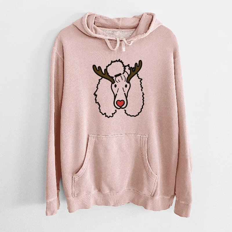 Red Nose Standard Poodle - Jemma - Unisex Pigment Dyed Hoodie Hoodie with Tied Waist Feminine Flattering