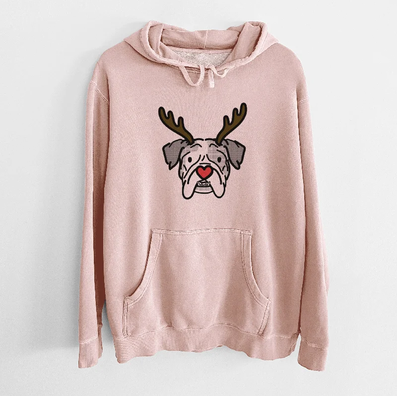 Red Nose English Bulldog - Bailey - Unisex Pigment Dyed Hoodie Hoodie with Contrast Stitching Detailed Premium