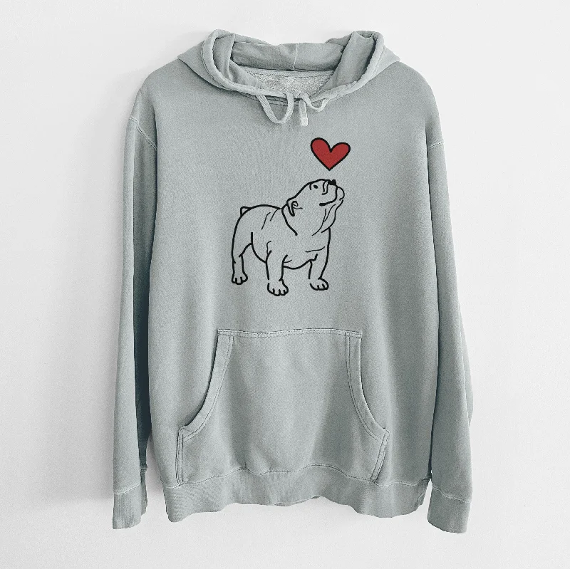Love Always English Bulldog - Bruno - Unisex Pigment Dyed Hoodie Hoodie with Drawstring Waist Adjustable Fitted