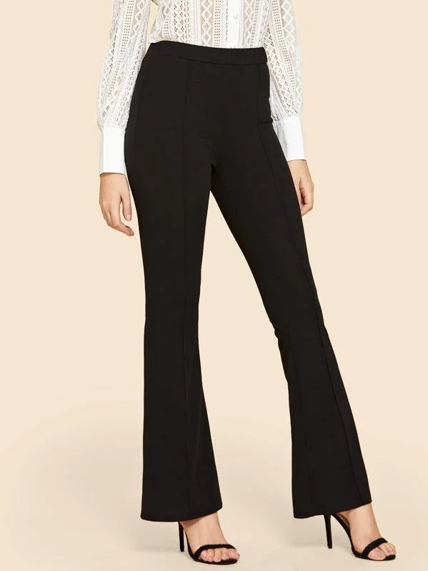 Contrast Binding Straight Leg Pants Soft Wool Pants