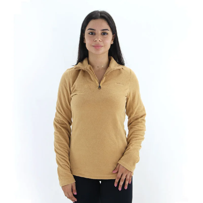 Women's Half-Zip Sweatshirt,Camel Hoodie with Puffed Sleeves Voluminous Trendy