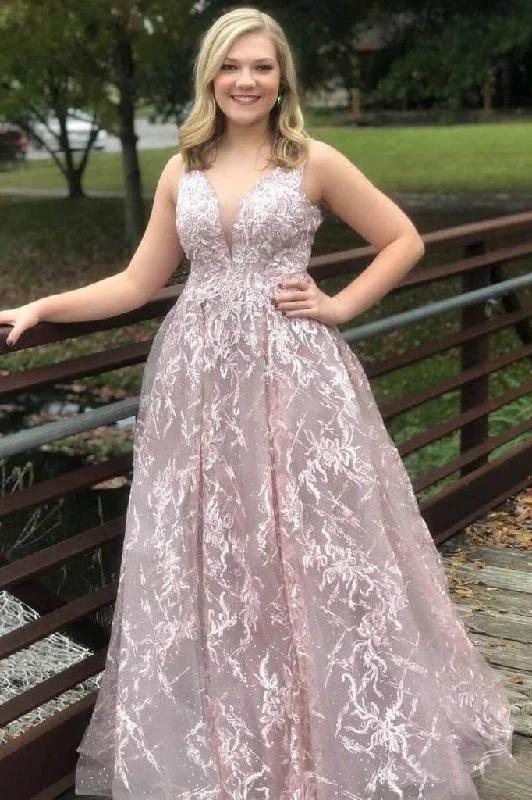 Modest Sleeveless Lace Pink Prom Dresses Long Formal Dresses DMO92 Tunics Luxurious premium