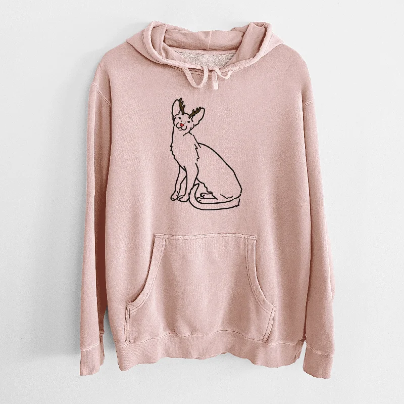 Red Nose Oriental Shorthair Cat - Lyra - Unisex Pigment Dyed Hoodie Hoodie with Fur Luxurious Winter