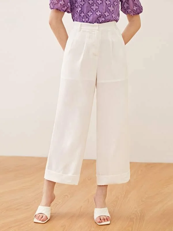 Cuffed Hem Wide Leg Pants Stylish Harem Pants