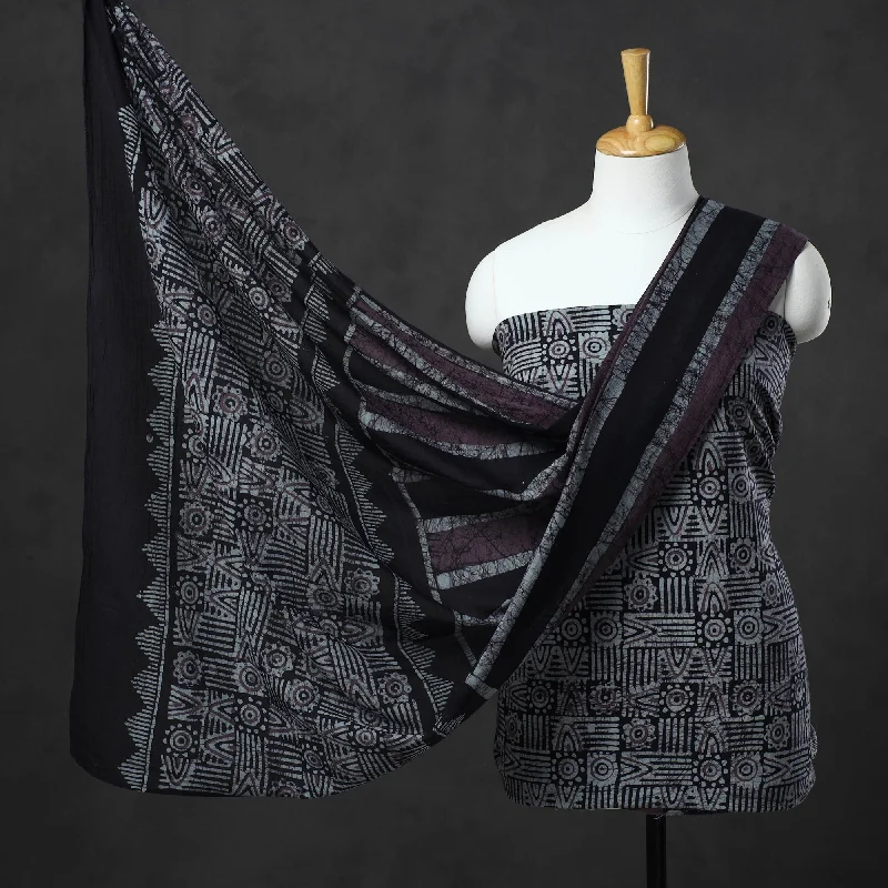 Purple - Kutch Print Cotton 3pc Batik Dress Material 35