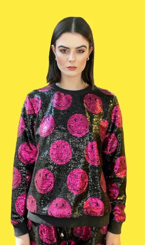 Any Old Iron x Smiley Pink Sweatshirt Hoodie with Neon Bright Vibrant